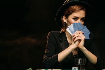 Gambling Poker with beautiful woman
